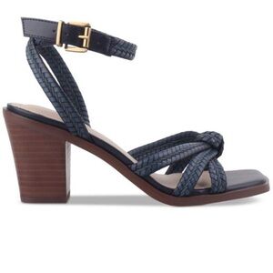 SS1-Giani Bernini Navy Braided Ankle-Strap Block Heel Sandal